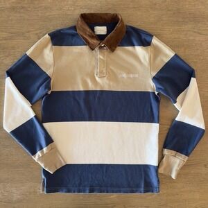 Aimé Leon Dore striped long-sleeve rugby polo-contrast corduroy collar-Sz M*Read